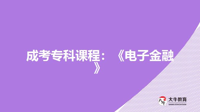 成考?？普n程：《電子金融》