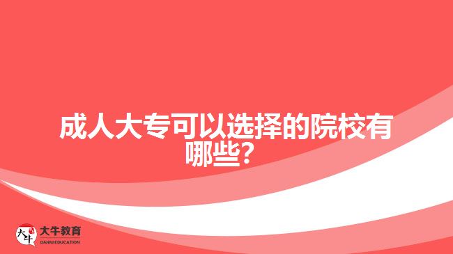 成人大專可以選擇的院校有哪些？