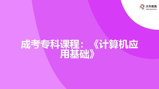 成考專(zhuān)科課程：《計(jì)算機(jī)應(yīng)用基礎(chǔ)》