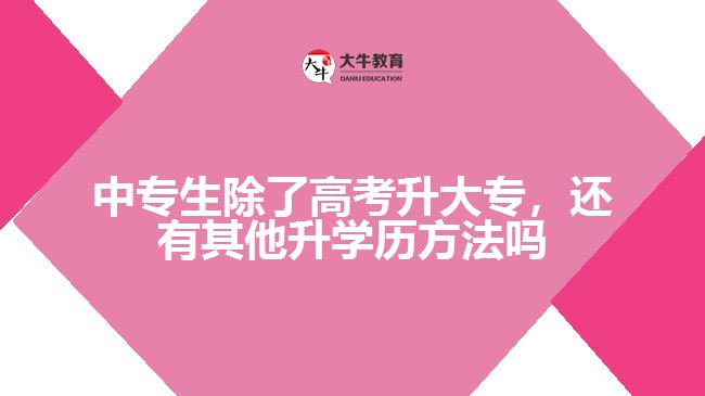 中專生除了高考升大專外，還有其他升學(xué)歷的方法嗎