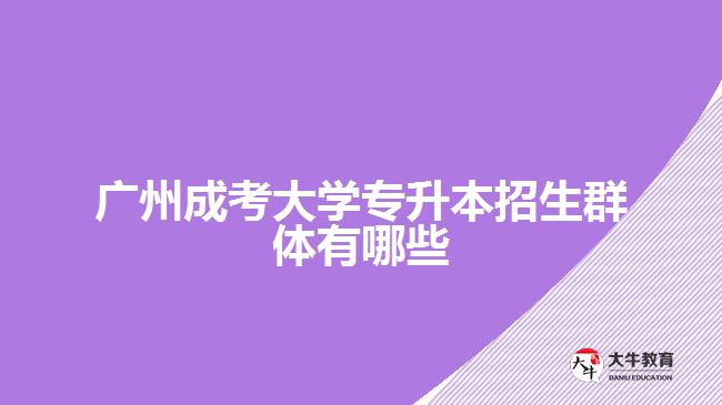 廣州成考大學(xué)專(zhuān)升本招生群體有哪些