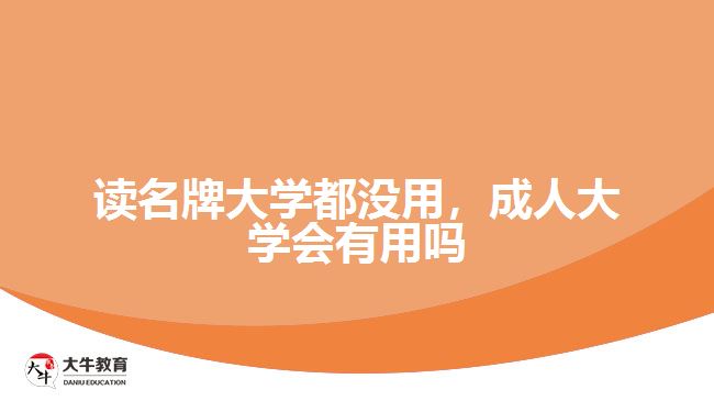 讀名牌大學(xué)都沒(méi)用，成人大學(xué)會(huì)有用嗎