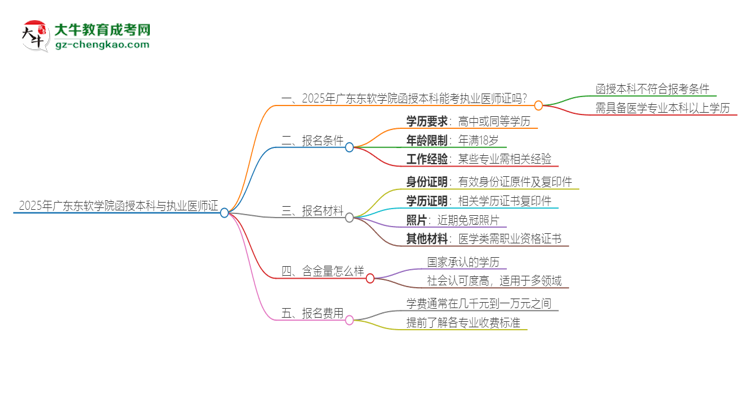 2025年廣東東軟學(xué)院函授本科學(xué)歷能考執(zhí)業(yè)醫(yī)師證嗎？思維導(dǎo)圖