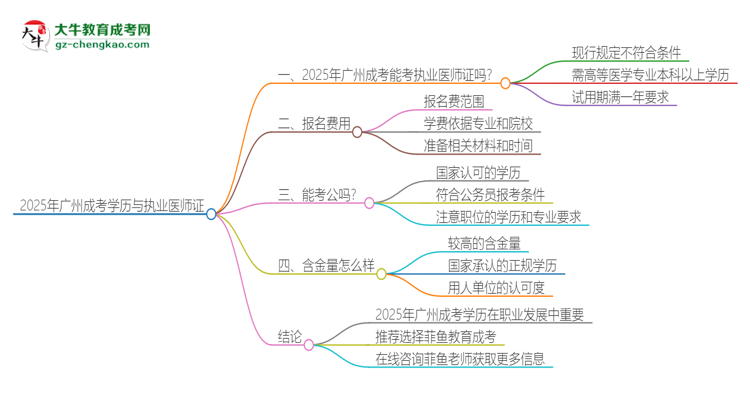 2025年廣州成考學(xué)歷也能考執(zhí)業(yè)醫(yī)師證嗎？思維導(dǎo)圖
