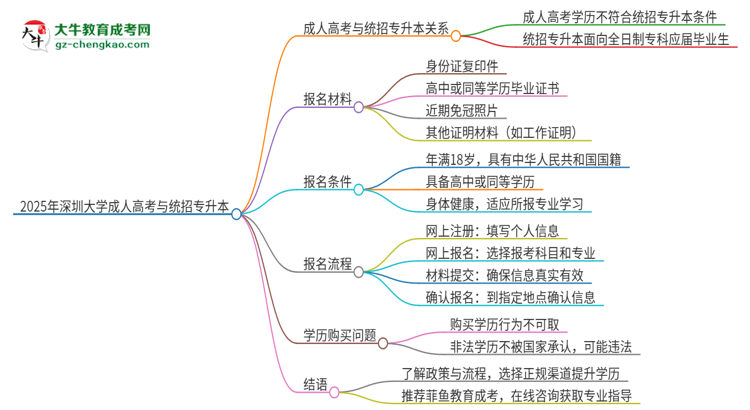 2025年深圳大學(xué)考完成人高考還能參加統(tǒng)招專升本嗎？思維導(dǎo)圖