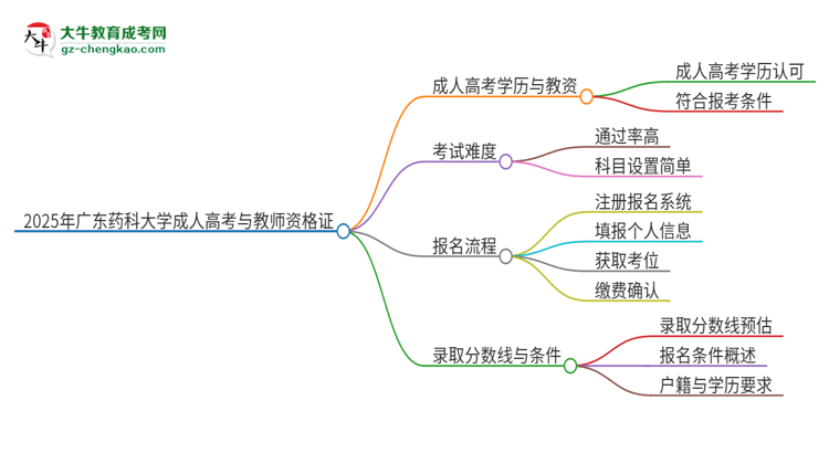 2025年廣東藥科大學成人高考能考教資嗎？思維導(dǎo)圖
