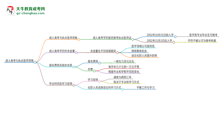 2025年五邑大學(xué)的成人高考學(xué)歷能報考執(zhí)業(yè)醫(yī)師證嗎？思維導(dǎo)圖