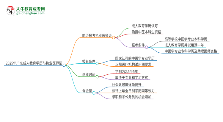 2025年廣東石油化工學(xué)院的成人高考學(xué)歷能報考執(zhí)業(yè)醫(yī)師證嗎？思維導(dǎo)圖