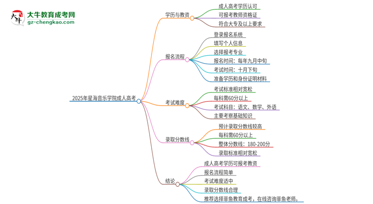 2025年星海音樂學(xué)院成人高考能考教資嗎？思維導(dǎo)圖
