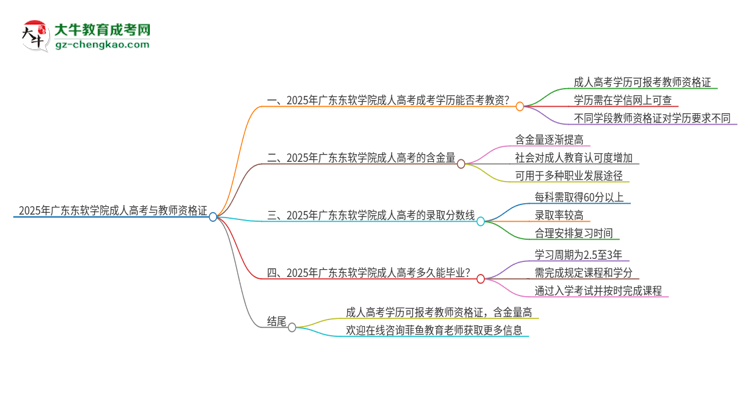 2025年廣東東軟學(xué)院成人高考能考教資嗎？思維導(dǎo)圖