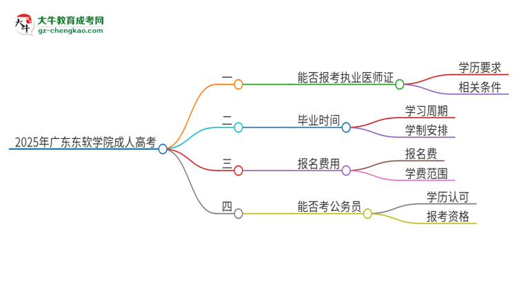 2025年廣東東軟學院的成人高考學歷能報考執(zhí)業(yè)醫(yī)師證嗎？思維導圖