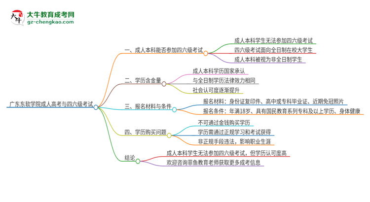 廣東東軟學(xué)院2025年成人本科學(xué)生能參加四六級考試嗎？思維導(dǎo)圖