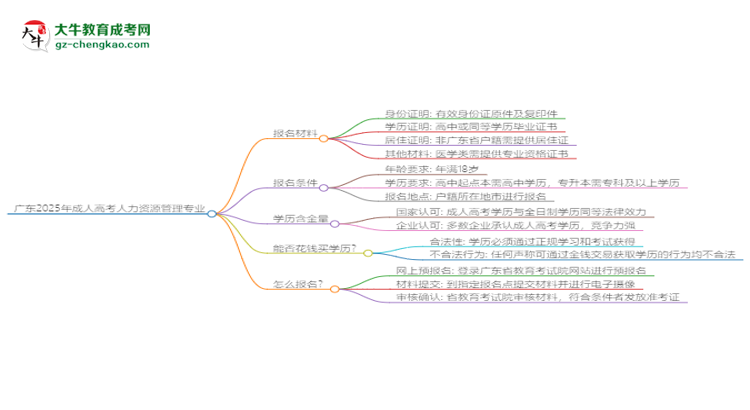 廣東2025年成人高考人力資源管理專業(yè)學(xué)歷能考公嗎？思維導(dǎo)圖