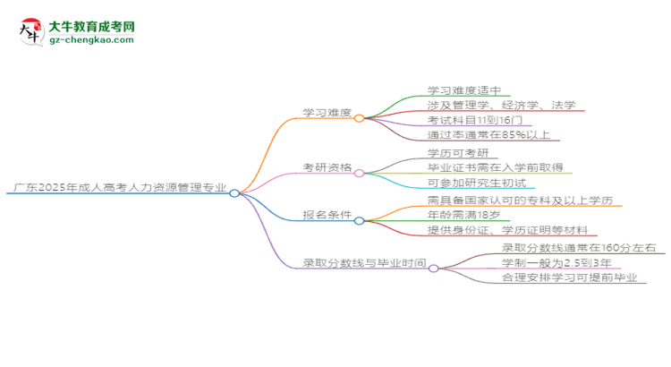 廣東2025年成人高考人力資源管理專業(yè)能考研究生嗎？思維導(dǎo)圖