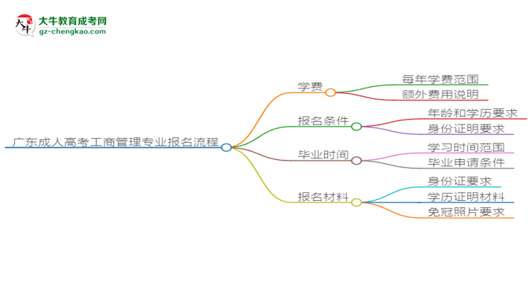 廣東成人高考工商管理專(zhuān)業(yè)2025年報(bào)名流程思維導(dǎo)圖