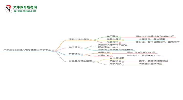 廣東2025年成人高考康復(fù)治療學(xué)專業(yè)學(xué)歷能考公嗎？思維導(dǎo)圖