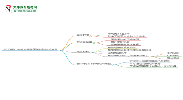 2025年廣東成人高考醫(yī)學(xué)檢驗(yàn)技術(shù)專業(yè)報(bào)名材料需要什么？思維導(dǎo)圖