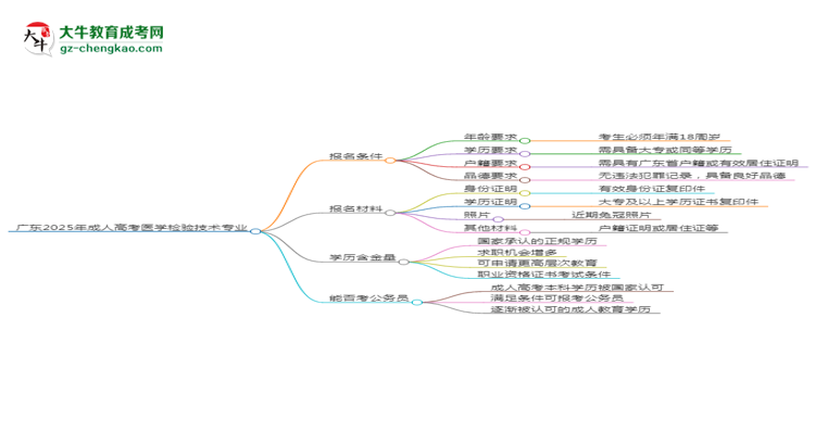 廣東2025年成人高考醫(yī)學(xué)檢驗技術(shù)專業(yè)學(xué)歷能考公嗎？思維導(dǎo)圖