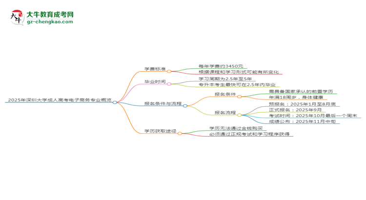 2025年深圳大學(xué)成考電子商務(wù)專(zhuān)業(yè)最新學(xué)費(fèi)標(biāo)準(zhǔn)多少思維導(dǎo)圖