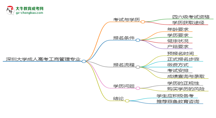 深圳大學(xué)2025年成考工商管理專業(yè)生可不可以考四六級？思維導(dǎo)圖