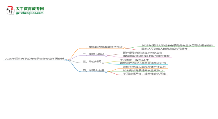 2025年深圳大學(xué)成考電子商務(wù)專業(yè)學(xué)歷能報(bào)考教資嗎？思維導(dǎo)圖