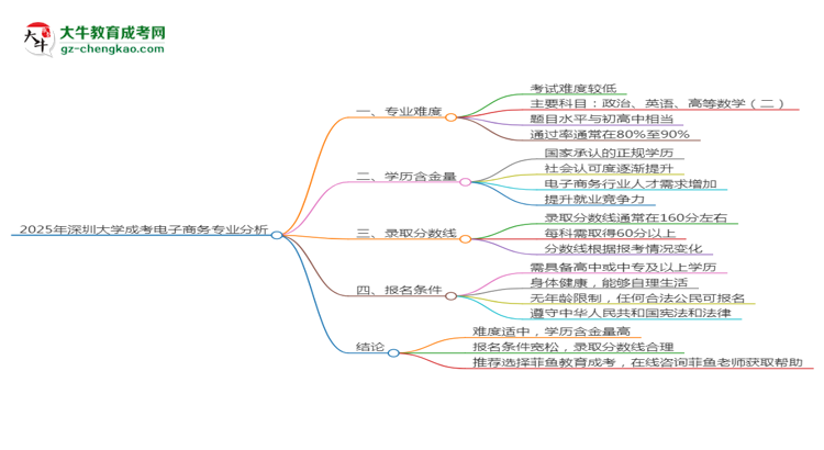 2025年深圳大學(xué)成考電子商務(wù)專(zhuān)業(yè)難不難？思維導(dǎo)圖