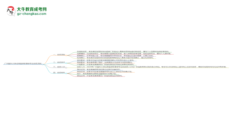 廣州醫(yī)科大學(xué)成考醫(yī)學(xué)影像學(xué)專(zhuān)業(yè)2025年報(bào)名流程思維導(dǎo)圖