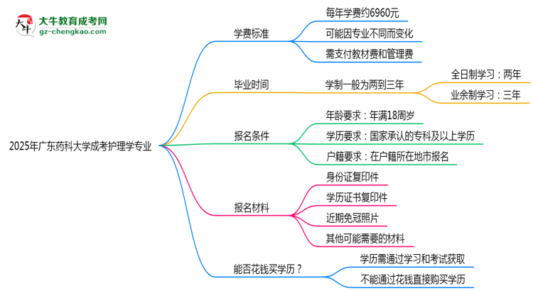 2025年廣東藥科大學(xué)成考護理學(xué)專業(yè)最新學(xué)費標(biāo)準(zhǔn)多少思維導(dǎo)圖