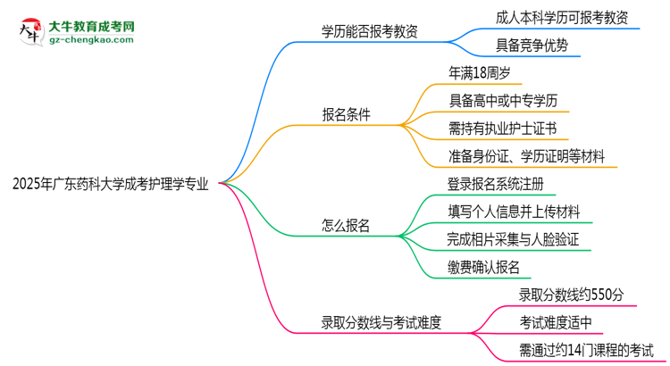 2025年廣東藥科大學(xué)成考護(hù)理學(xué)專業(yè)學(xué)歷能報(bào)考教資嗎？思維導(dǎo)圖