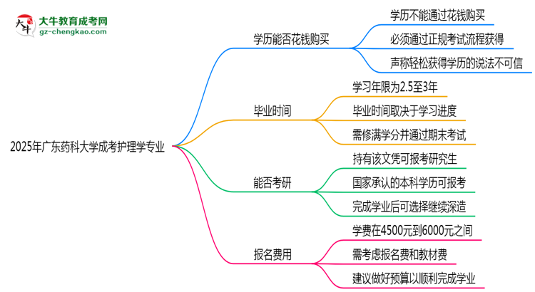 2025年廣東藥科大學(xué)成考護理學(xué)專業(yè)學(xué)歷花錢能買到嗎？思維導(dǎo)圖