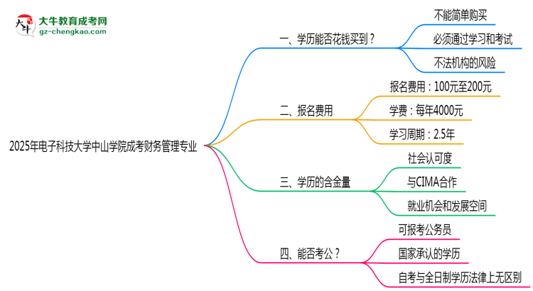 2025年電子科技大學(xué)中山學(xué)院成考財(cái)務(wù)管理專業(yè)學(xué)歷花錢能買到嗎？思維導(dǎo)圖
