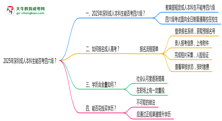 2025深圳成人本科生能否考四六級？教育部最新答復(fù)思維導(dǎo)圖