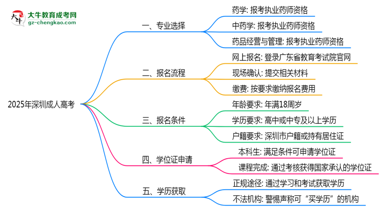 2025年深圳成人高考哪些專業(yè)可考執(zhí)業(yè)藥師資格？思維導(dǎo)圖
