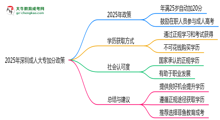2025年深圳成人大專(zhuān)加分政策：25歲自動(dòng)加20分？思維導(dǎo)圖