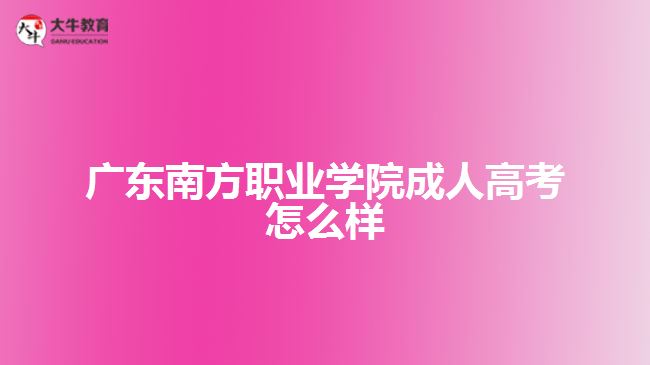 廣東南方職業(yè)學(xué)院成人高考怎么樣