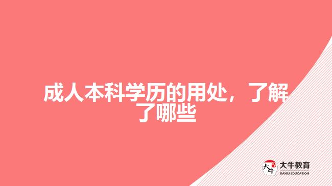 成人本科學(xué)歷的用處，了解了哪些