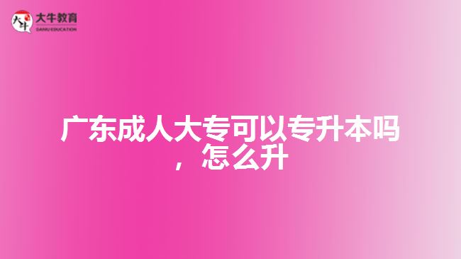 廣東成人大專可以專升本嗎，怎么升