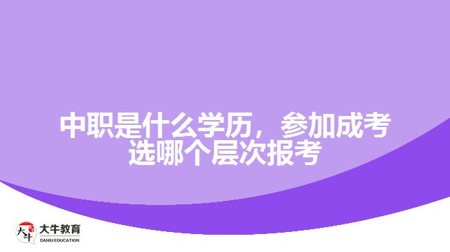 中職是什么學歷，參加成考選報考層次