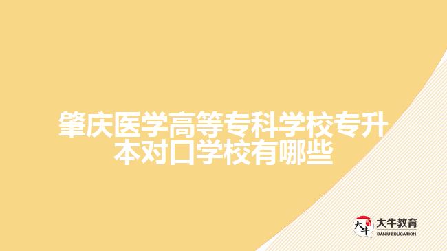 肇慶醫(yī)學(xué)高等?？茖W(xué)校專升本對口學(xué)校有哪些