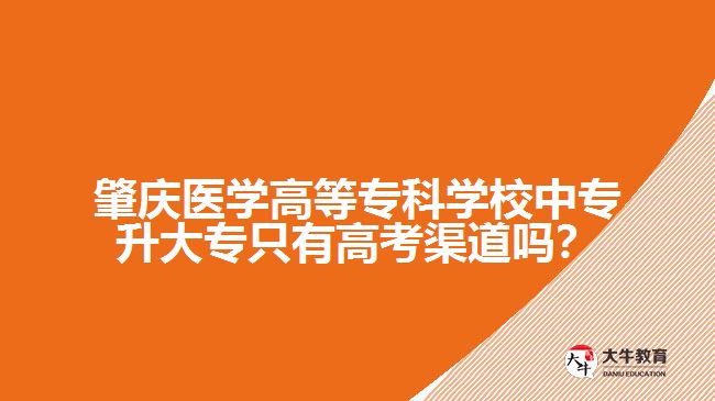 肇慶醫(yī)學(xué)高等?？茖W(xué)校中專升大專只有高考渠道嗎？