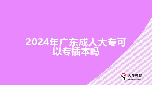 2024年廣東成人大專可以專插本嗎