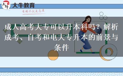 成人高考大?？梢陨究茊?？解析成考、自考和電大專升本的前景與條件