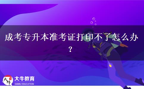 成考專升本準(zhǔn)考證打印不了怎么辦？