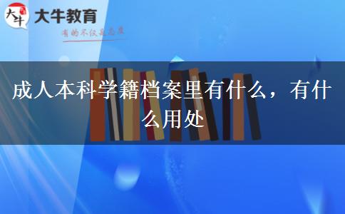 成人本科學(xué)籍檔案里有什么，有什么用處