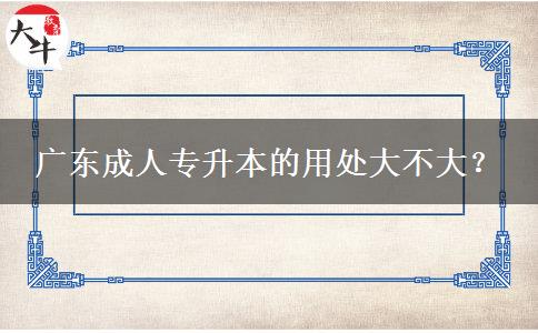 廣東成人專升本的用處大不大？