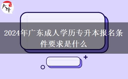 2024年廣東成人學(xué)歷專(zhuān)升本報(bào)名條件要求是什么