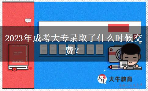 2023年成考大專錄取了什么時候交費？