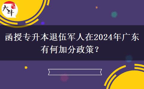 函授專升本退伍軍人在2024年廣東有何加分政策？