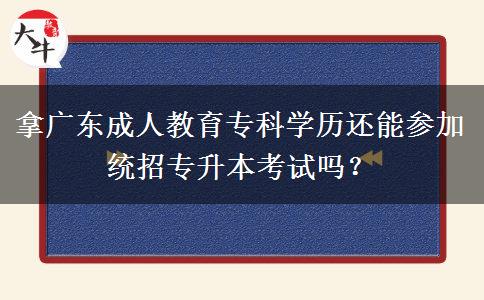 拿廣東成人教育?？茖W(xué)歷還能參加統(tǒng)招專升本考試嗎？