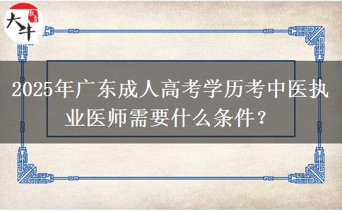 2025年廣東成人高考學歷考中醫(yī)執(zhí)業(yè)醫(yī)師需要什么條件？